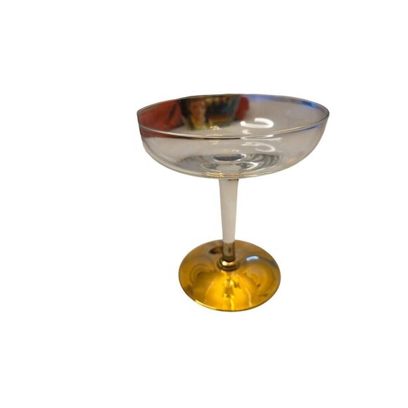 Gold-Trimmed Clear Glass Coupe Cocktail Glasses Set Of 2 - Picture 3 of 16